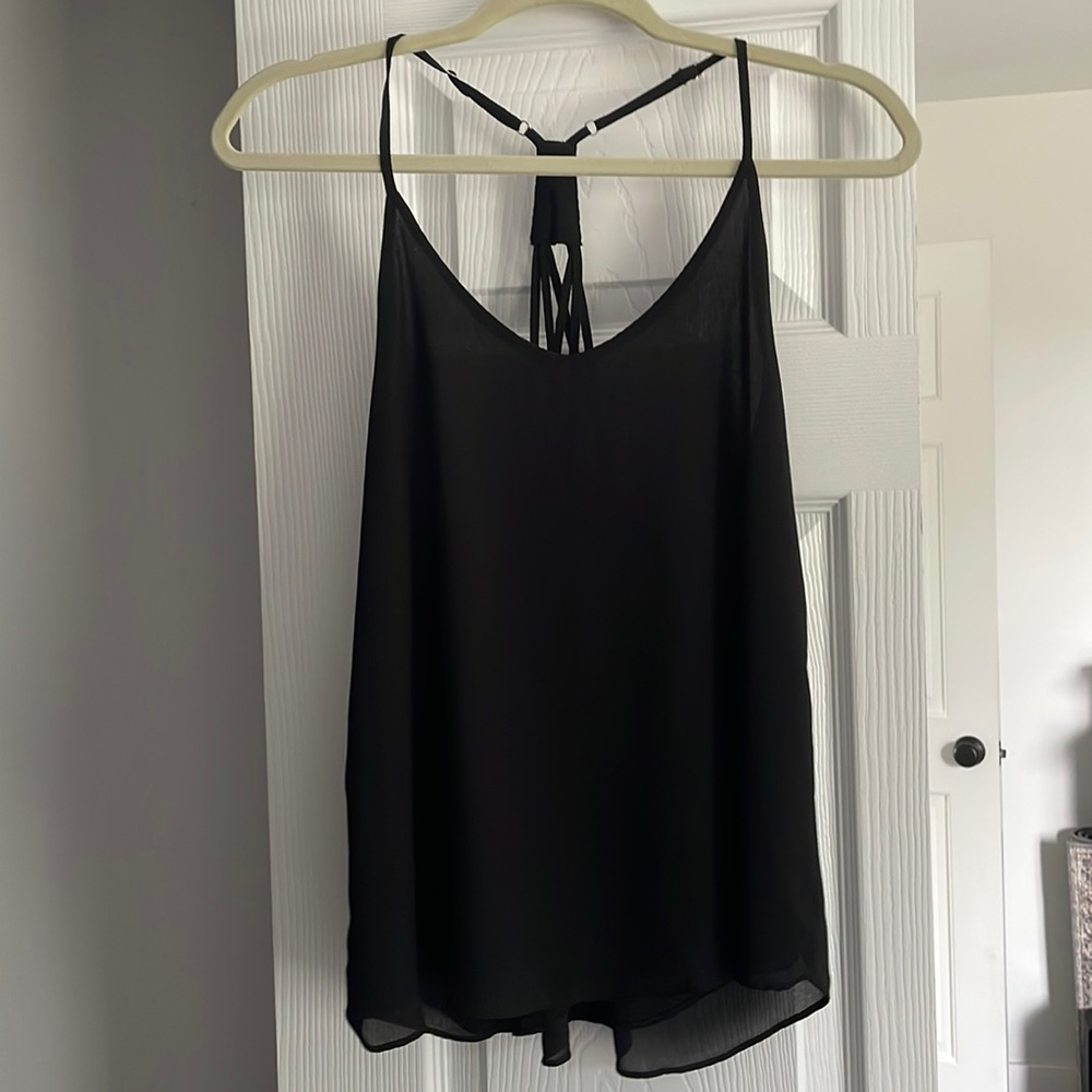 Black strappy tank.